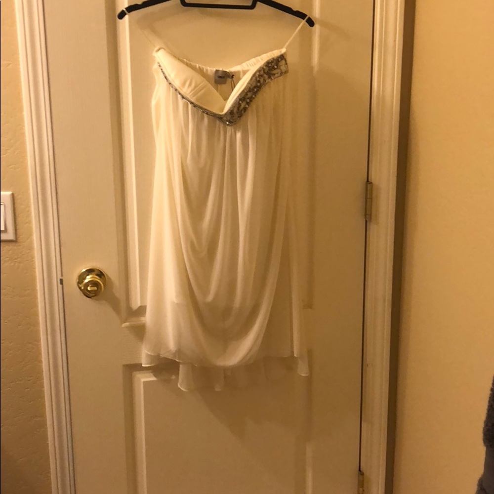 White chiffon with sparkles dress